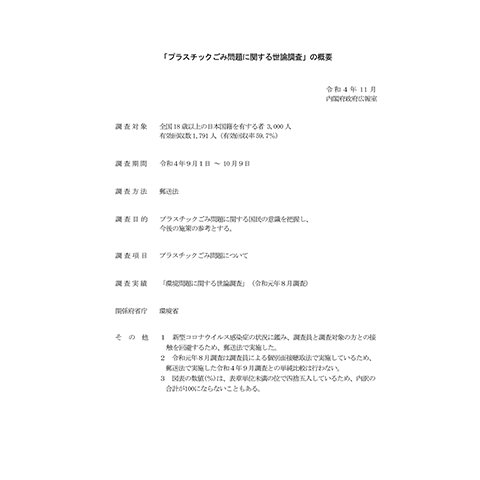 「プラスチックごみ問題に関する意識調査について」（2022年9月に実施した内閣府世論調査より）